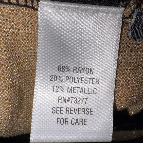 Dana Buchman Black and Metallic Gold Striped Crew Neck Sweater - Picture 5 of 6